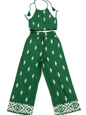 House of Harlow 1960 Green Printed Cropped Jumpsuit Set